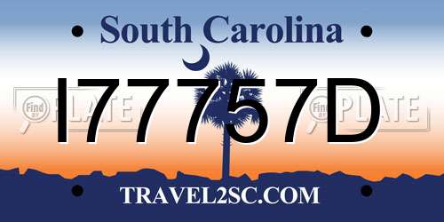 I77757D South Carolina License Plate
