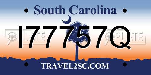 I77757Q South Carolina License Plate