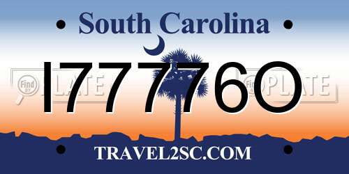 I77776O South Carolina License Plate