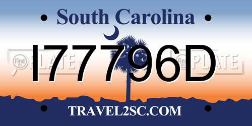 I77796D South Carolina License Plate