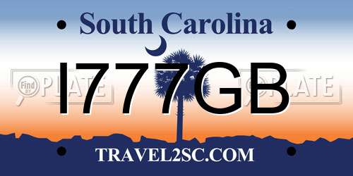I777GB South Carolina License Plate