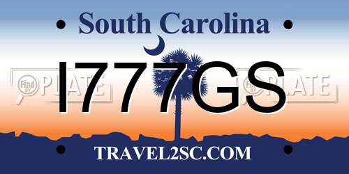 I777GS South Carolina License Plate