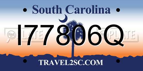 I77806Q South Carolina License Plate