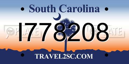 I778208 South Carolina License Plate