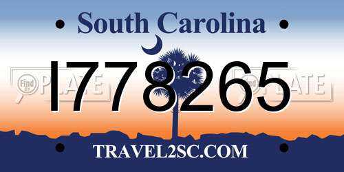 I778265 South Carolina License Plate