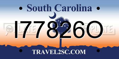 I77826O South Carolina License Plate