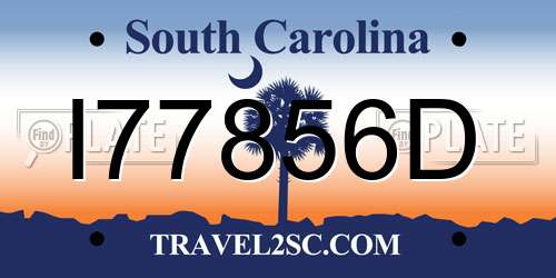 I77856D South Carolina License Plate