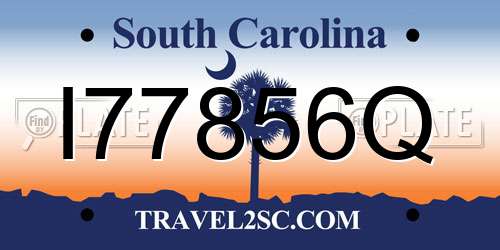 I77856Q South Carolina License Plate