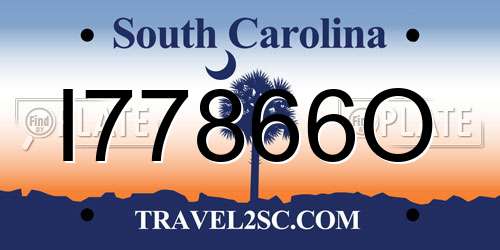 I77866O South Carolina License Plate