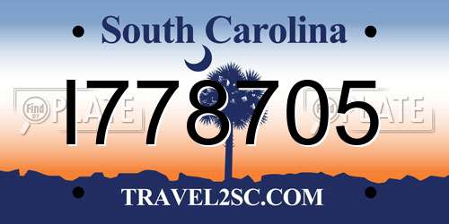 I778705 South Carolina License Plate