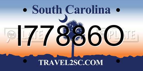 I77886O South Carolina License Plate