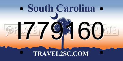 I779160 South Carolina License Plate