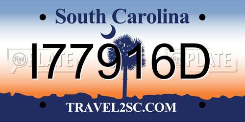 I77916D South Carolina License Plate