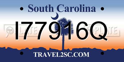 I77916Q South Carolina License Plate