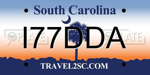 I77DDA South Carolina License Plate