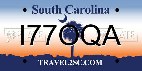I77OQA South Carolina License Plate