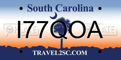 I77QOA South Carolina License Plate