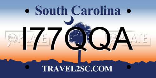 I77QQA South Carolina License Plate