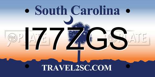 I77ZGS South Carolina License Plate