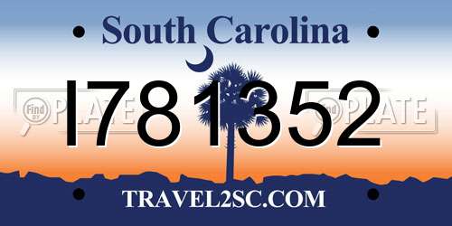 I781352 South Carolina License Plate