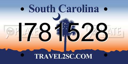 I781528 South Carolina License Plate