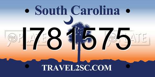I781575 South Carolina License Plate