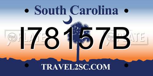 I78157B South Carolina License Plate