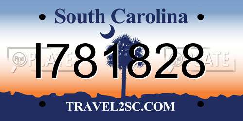I781828 South Carolina License Plate