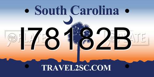 I78182B South Carolina License Plate