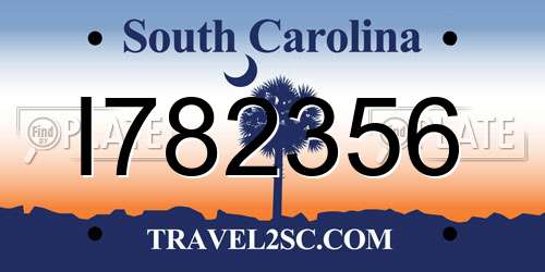 I782356 South Carolina License Plate