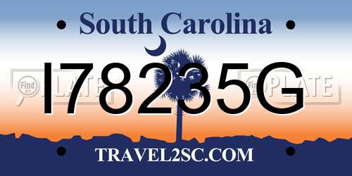 I78235G South Carolina License Plate