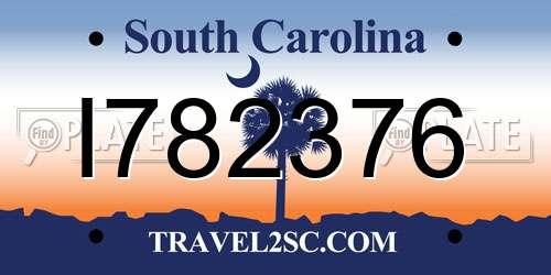 I782376 South Carolina License Plate