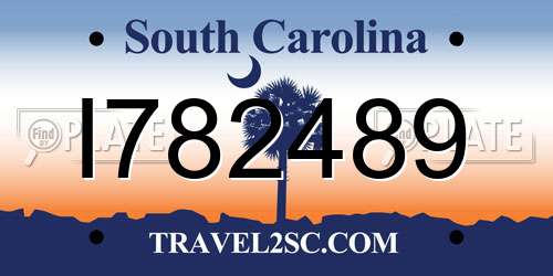 I782489 South Carolina License Plate
