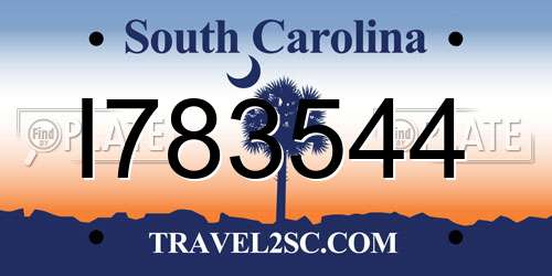 I783544 South Carolina License Plate