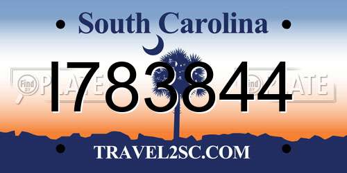 I783844 South Carolina License Plate