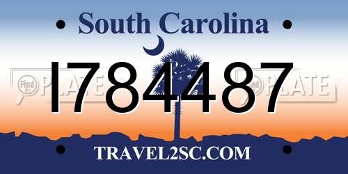 I784487 South Carolina License Plate