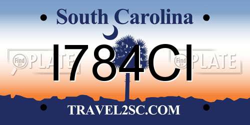 I784CI South Carolina License Plate