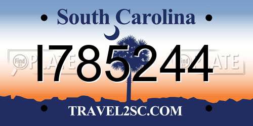 I785244 South Carolina License Plate