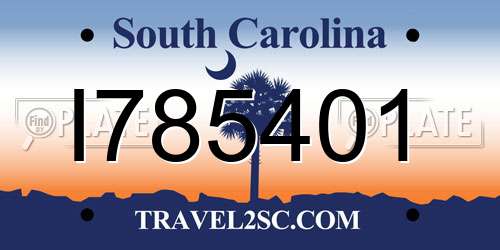 I785401 South Carolina License Plate