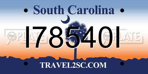 I78540I South Carolina License Plate