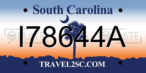 I78644A South Carolina License Plate