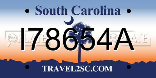 I78654A South Carolina License Plate