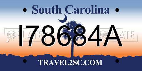 I78684A South Carolina License Plate