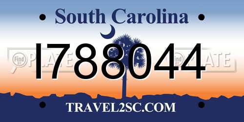 I788044 South Carolina License Plate