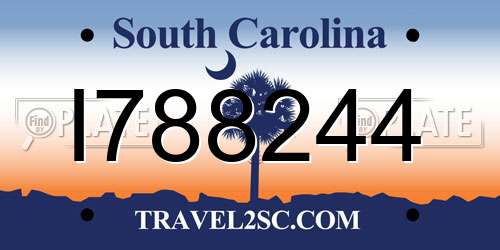 I788244 South Carolina License Plate