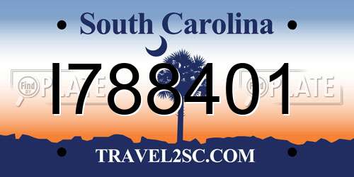 I788401 South Carolina License Plate