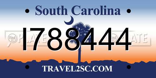 I788444 South Carolina License Plate