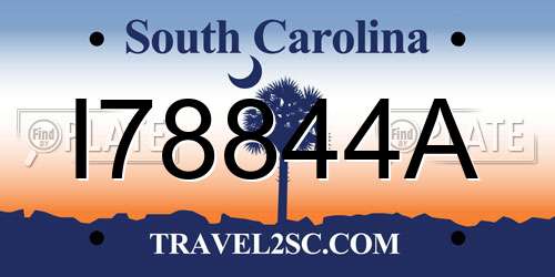 I78844A South Carolina License Plate