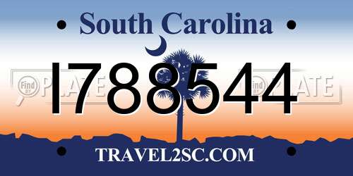 I788544 South Carolina License Plate