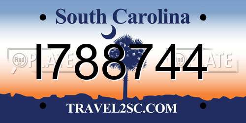 I788744 South Carolina License Plate